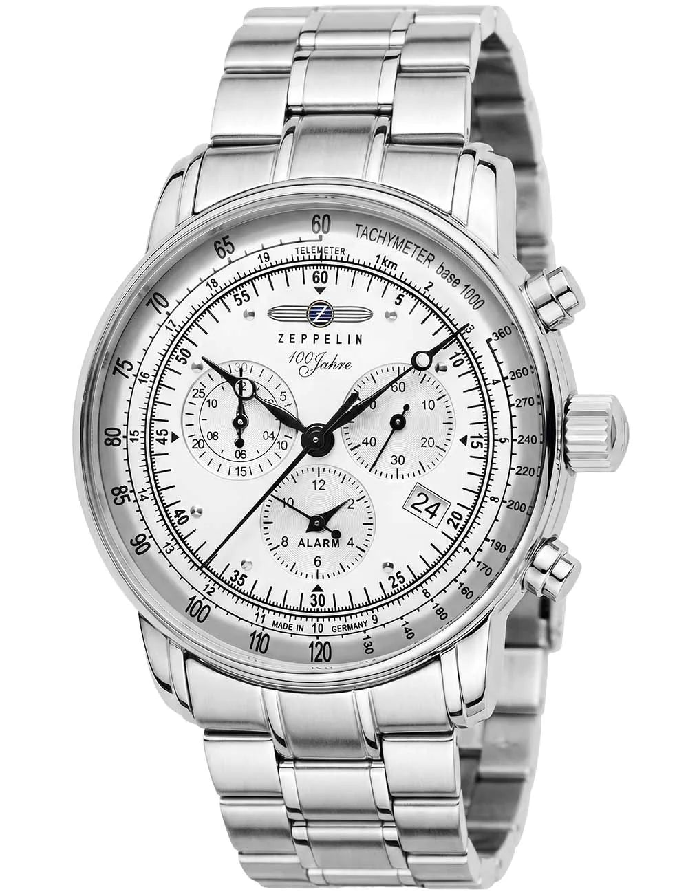 Zeppelin 7680MB-1 Mens Watch Alarm Chronograph 100 Years 43mm 5ATM