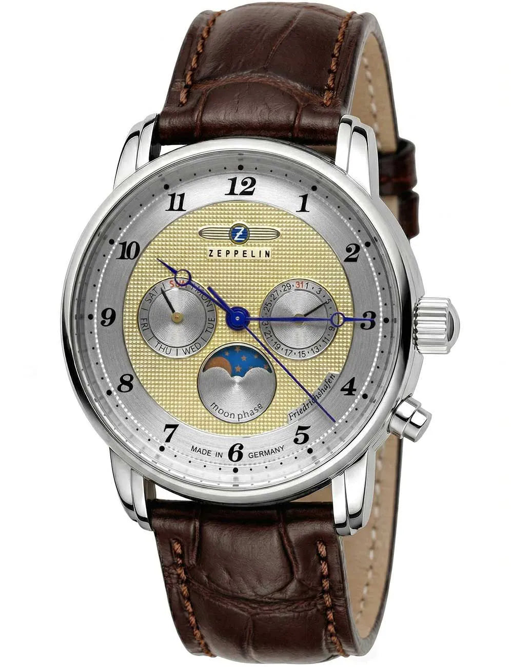 Zeppelin 8536-5 Mens Watch Friedrichshafen Moon Phase 40mm 5ATM