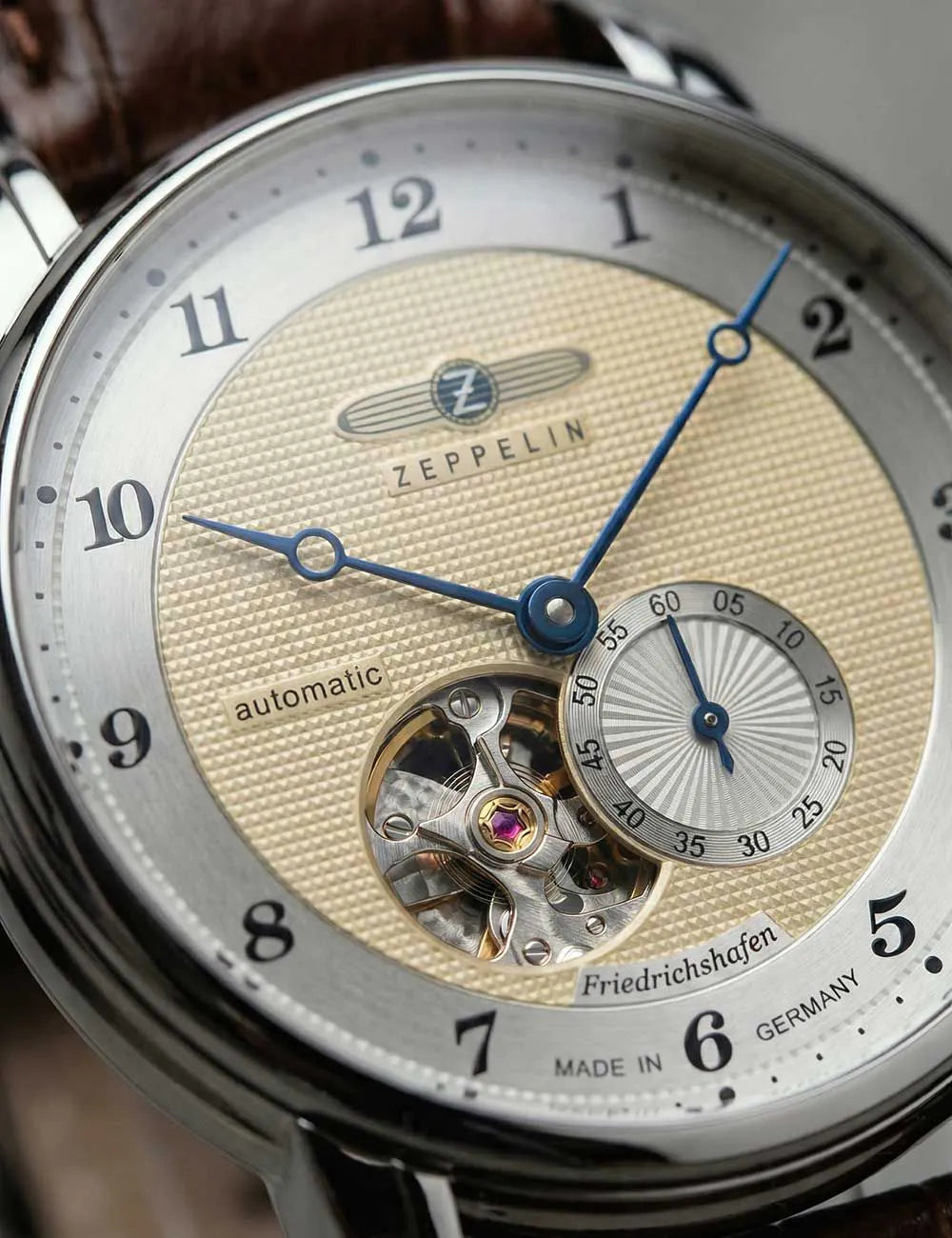 Zeppelin 8566-5 Mens Watch Friedrichshafen Open Heart Automatic 41mm 5ATM