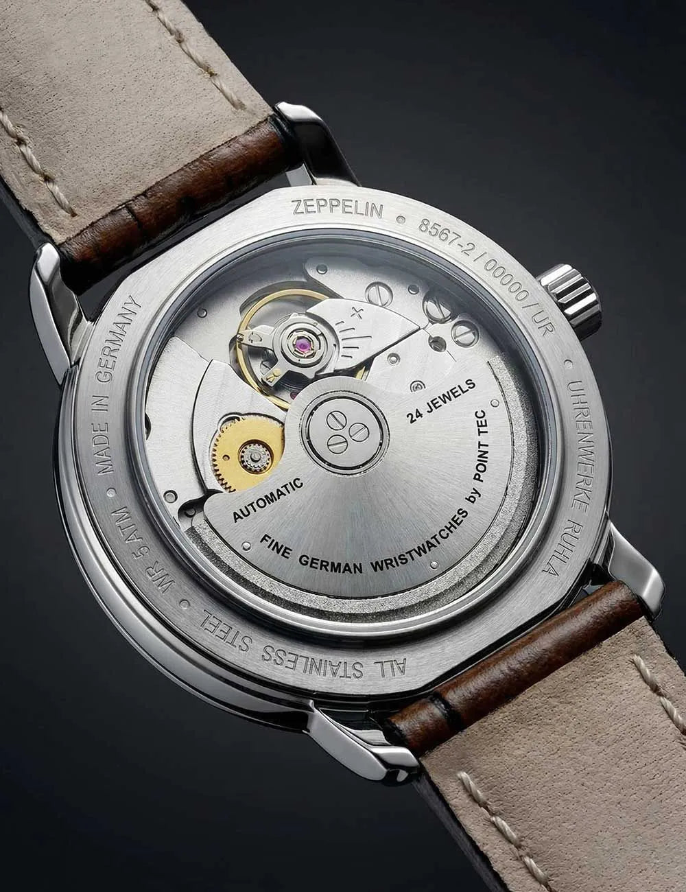 Zeppelin 8567-2 Unisex Friedrichshafen Open Heart Automatik 36mm 5ATM