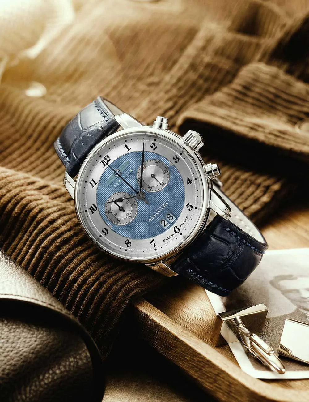 Zeppelin 8584-3 Mens Watch Friedrichshafen Chronograph 41mm 5ATM
