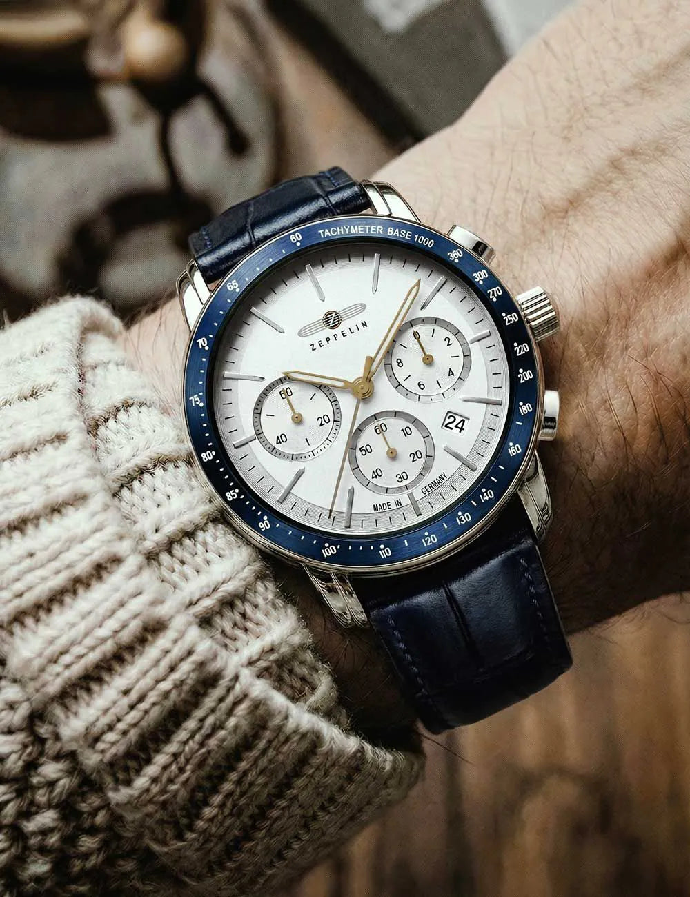 Zeppelin 8878-1 Mens Watch New York Chronograph 43mm 5ATM