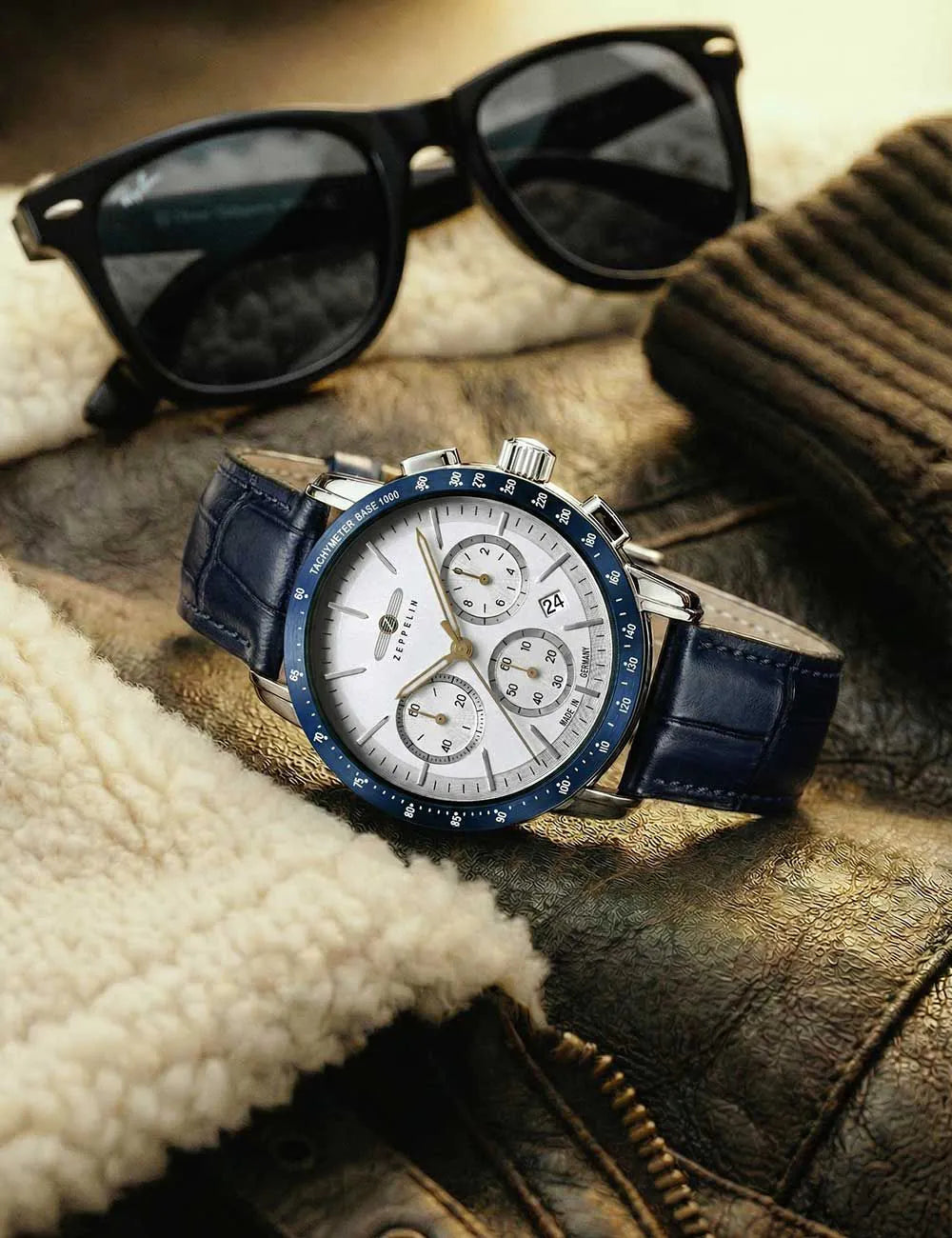 Zeppelin 8878-1 Mens Watch New York Chronograph 43mm 5ATM