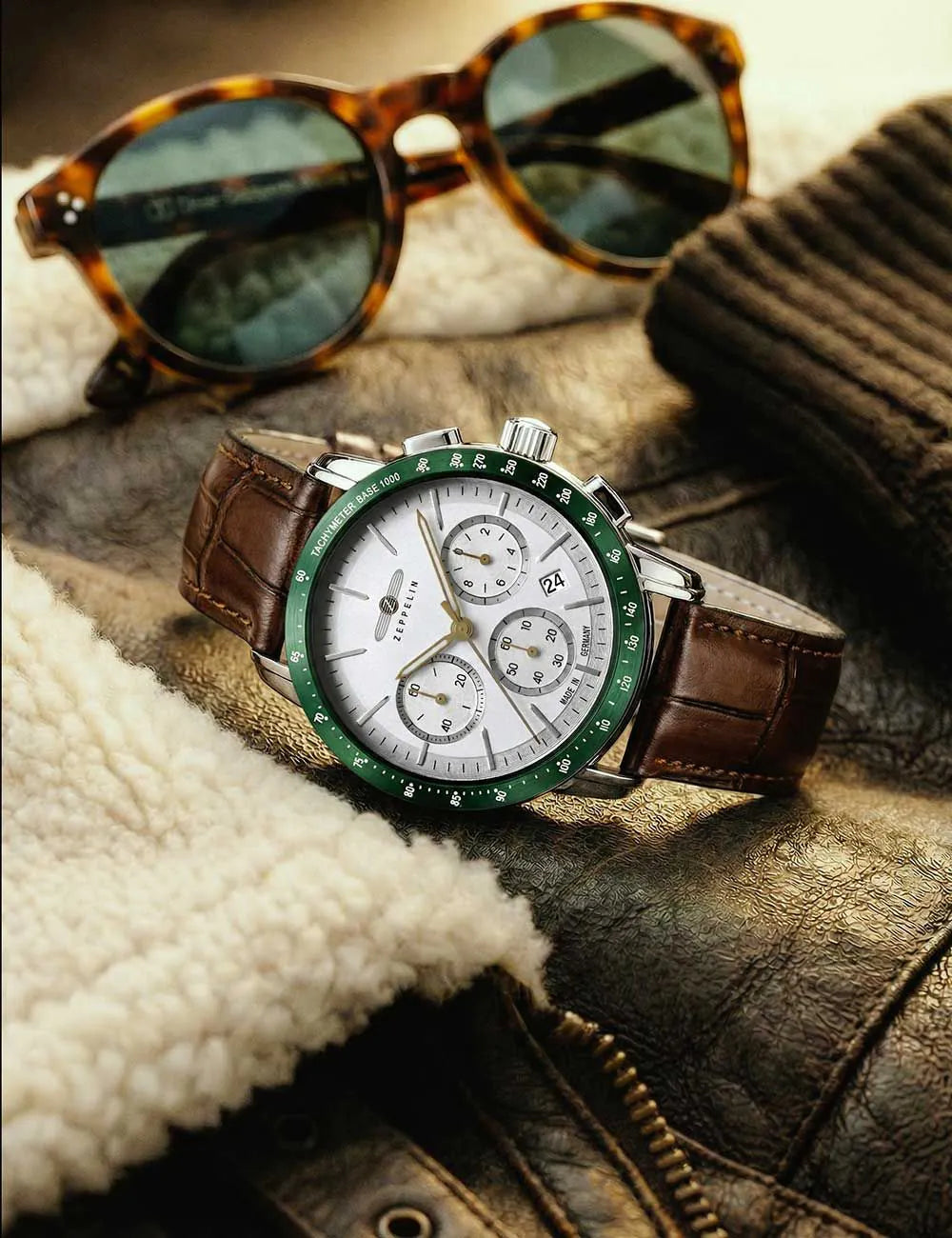 Zeppelin 8878-4 Mens Watch New York Chronograph 43mm 5ATM