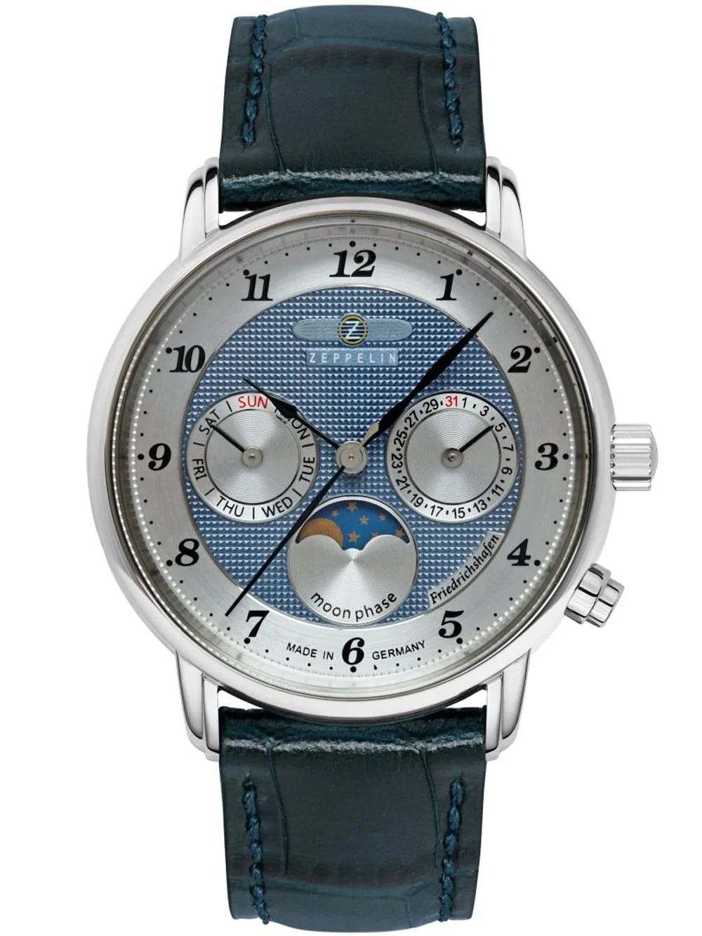 Zeppelin 8537-3 Mens Watch Friedrichshafen Moon Phase 35mm 5ATM