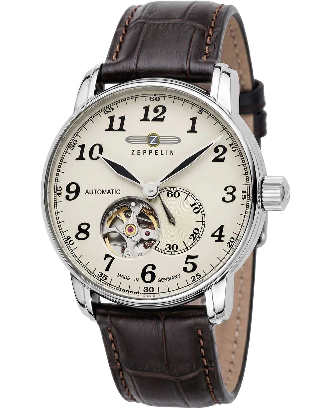 Zeppelin LZ-127 7666-5 Automatic Silver Brown 41mm 50M