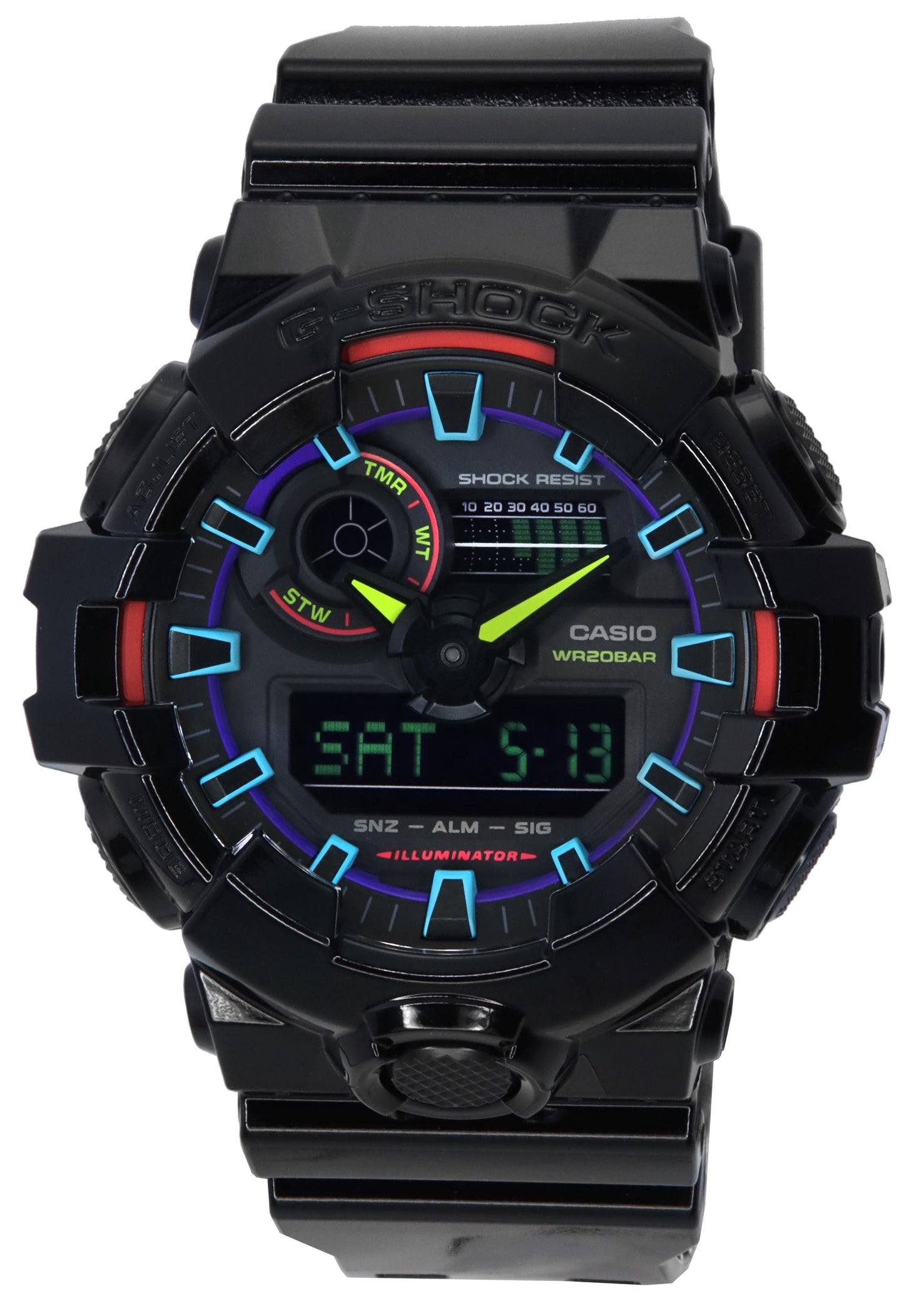 Casio G-Shock Virtual Rainbow Analog Digital Quartz GA-700RGB-1A GA700RGB-1 200M Men's Watch