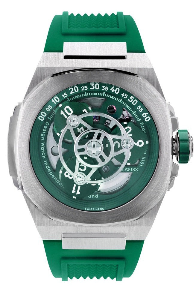 DWISS M3W Wandering Hours Display 10th Anniversary Special Edition Automatic Diver's M3W-GREEN-RUBBER 200M Men's Watch