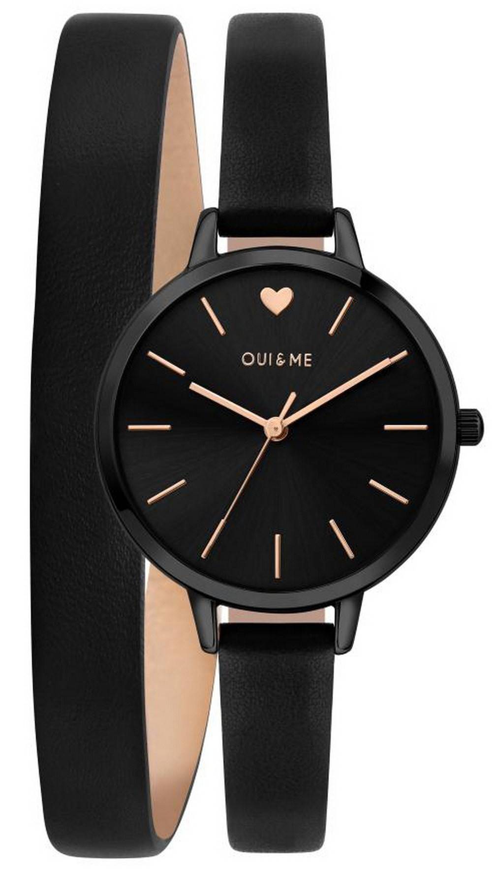 Oui & Me Petite Amourette Black Dial Leather Strap Quartz ME010050 Women's Watch