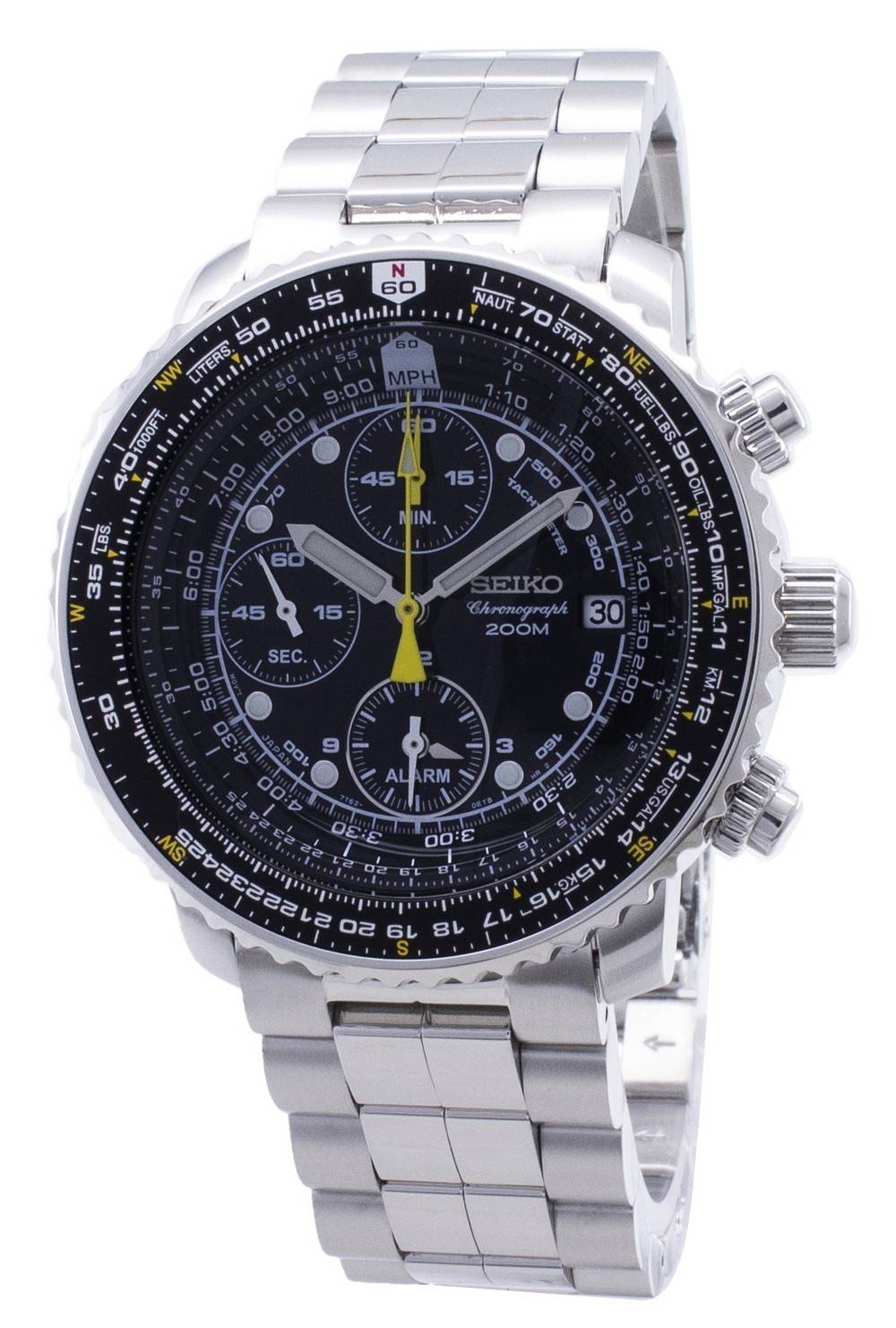 Seiko Flightmaster SNA411 SNA411P1 SNA411P Pilot's Flight Alarm Chronograph Men's Watch